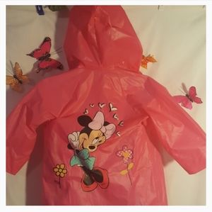 Disney Minnie Mouse Girls Raincoat Hooded Pink